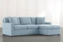Taren II Light Blue Reversible Sofa/Chaise Sleeper W/Storage Ottoman - Signature