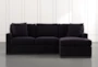 Taren II Velvet Black Reversible Sofa/Chaise Sleeper W/Storage Ottoman - Front