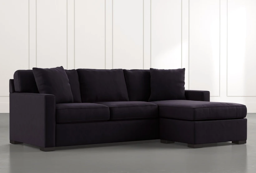 Taren II Velvet Black Reversible Sofa/Chaise Sleeper W/Storage Ottoman - 360