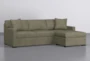 Taren II Olive Reversible Sofa/Chaise Sleeper W/Storage Ottoman - Side