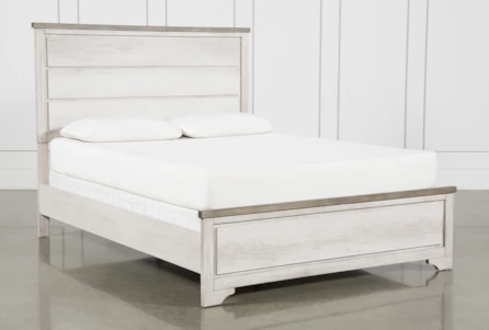 Cassie White Queen Wood Panel Bed - Main