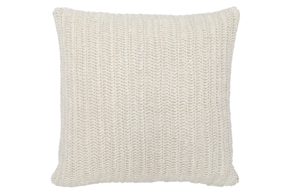 22X22 Ivory Stonewashed Flax Linen Woven Throw Pillow