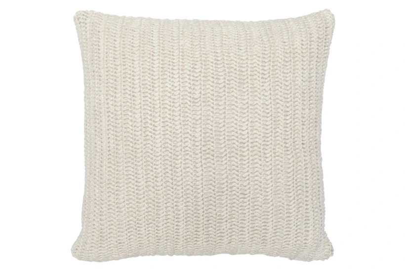 22X22 Ivory Stonewashed Flax Linen Woven Throw Pillow - 360