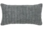 14X26 Stone Grey Stonewashed Flax Linen Woven Lumbar Throw Pillow - Signature