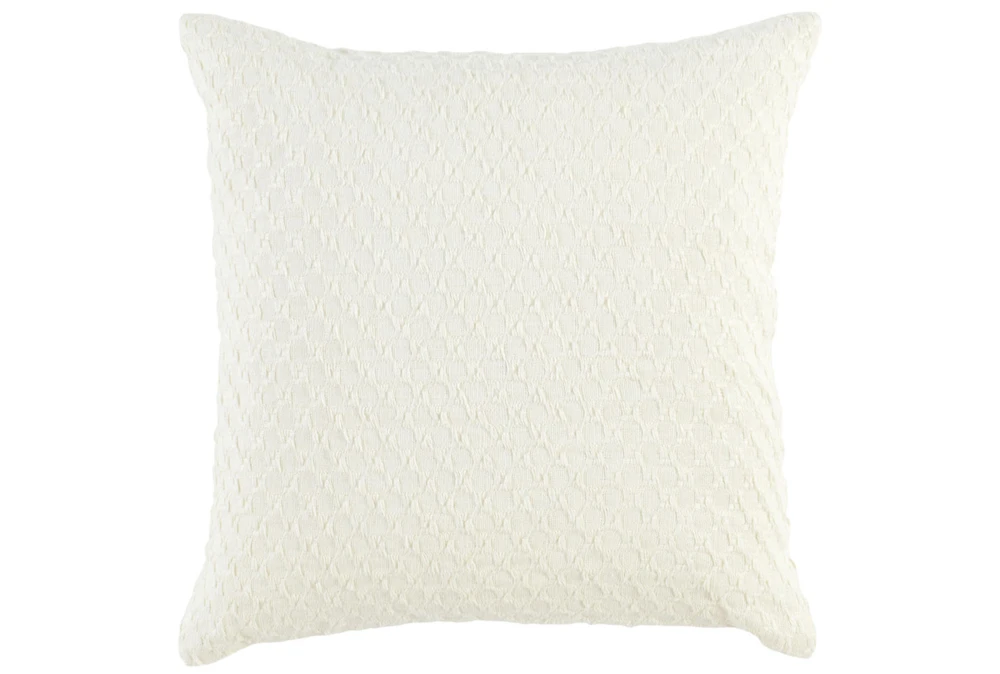 22X22 Ivory Hexagon Belgian Linen Throw Pillow