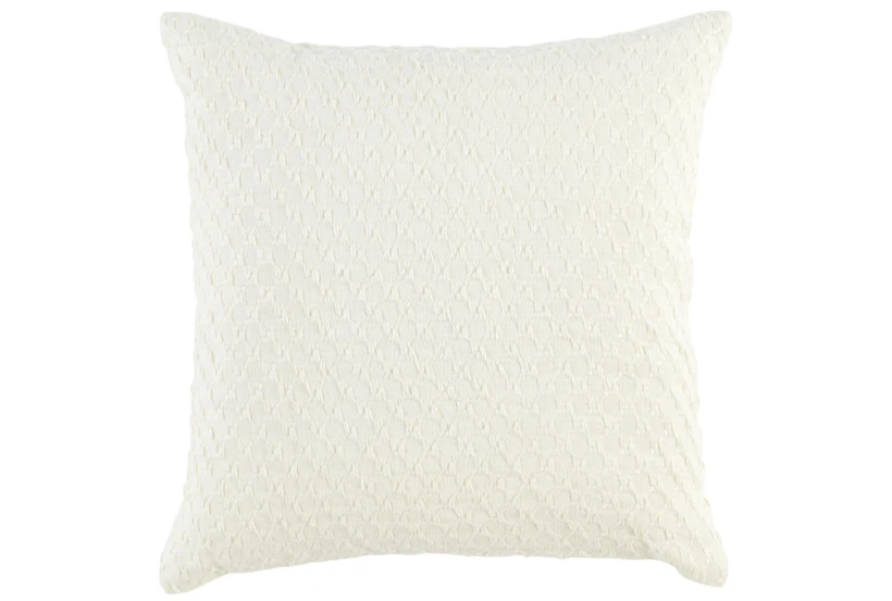 22X22 Ivory Hexagon Belgian Linen Throw Pillow - 360