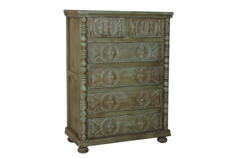 Distressed Green Chest of Drawers - 360