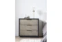 Topanga Grey 3 Piece Eastern King Velvet Upholstered Bed Set With Bayliss Bachelors Chest + Nightstand - Room