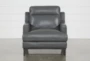 Kathleen Dark Grey Leather Chair - Front