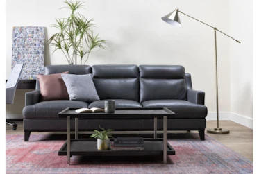 Kathleen Dark Grey Leather 91" Sofa