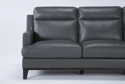 Kathleen Dark Grey Leather 91 Sofa Living Spaces