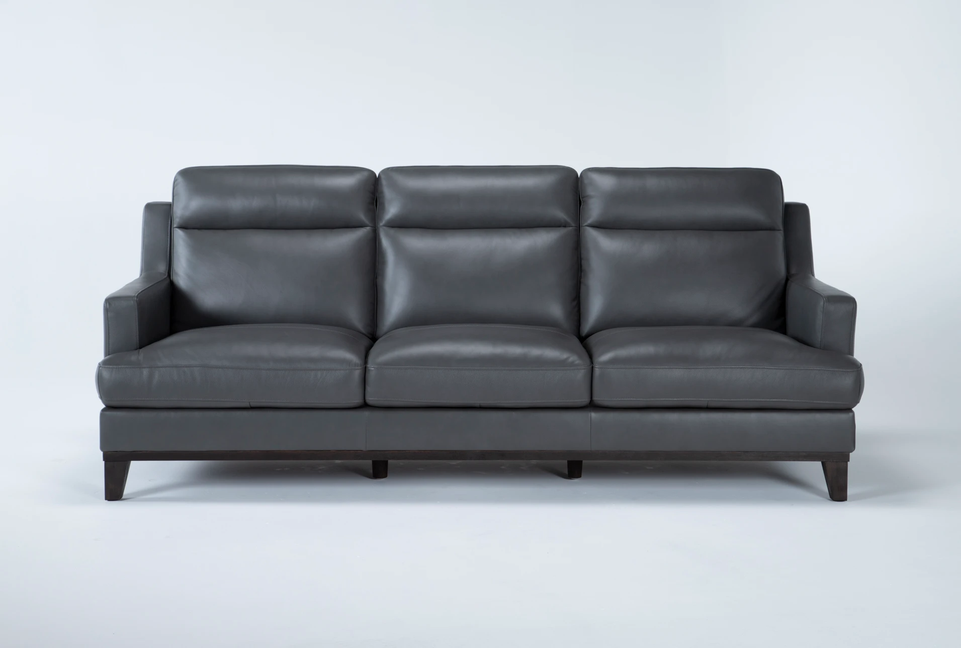 Kathleen Dark Grey Leather 91 Sofa, Gray Leather Couch