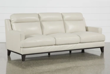 Kathleen Cream Leather 91" Sofa