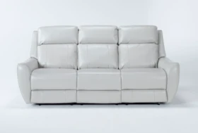Bridget White 86" Power Reclining Sofa with Power Headrest, Lumbar & USB