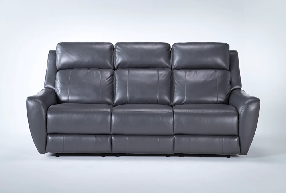 Bridget Grey 86" Power Reclining Sofa With Power Headrest And Lumbar