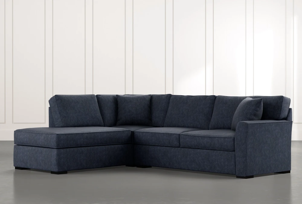 Aspen Navy Blue 2 Piece Sleeper Sectional with Left Arm Facing Chaise