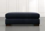 Lodge Navy Blue Ottoman - Front