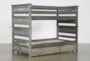 Summit Grey Twin Over Twin Wood Bunk Bed With Trundle With Mattress - Slats
