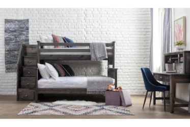 Summit Grey Twin Over Full Bunk Bed With Stairway Chest