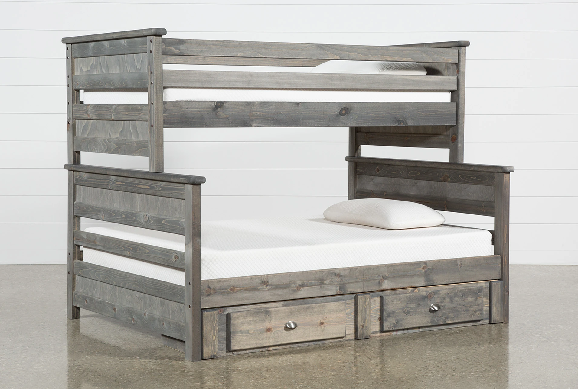 Summit Grey Twin Over Full Bunk Bed, Twin Bunk Beds With Drawers