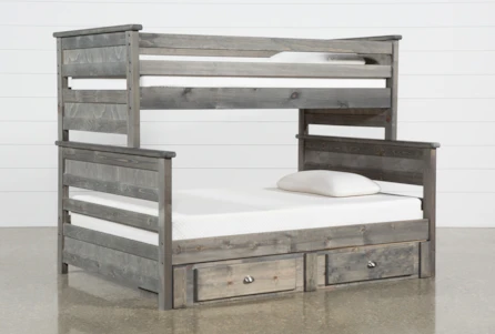 Summit Grey Twin Over Full Bunk Bed With 2-Drawer Underbed Storage