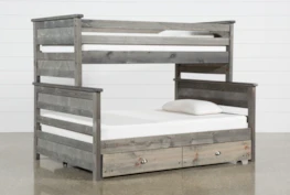Summit Grey Twin Over Full Bunk Bed With Trundle With Mattress