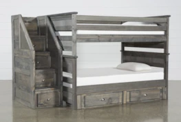 Summit Grey Full Over Full Bunk With 2-Drw Underbed Storage & Stairway