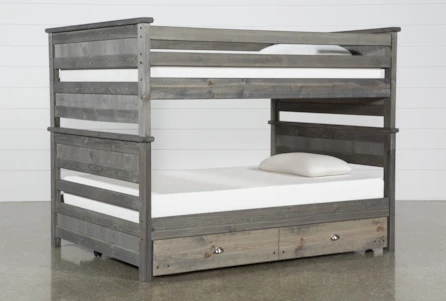 Summit Grey Full Over Full Bunk Bed With Trundle With Mattress