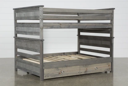 Summit Grey Full Over Bunk Bed, Bunk Beds Twin Over Full Size Solid Wood Bed With Trundle