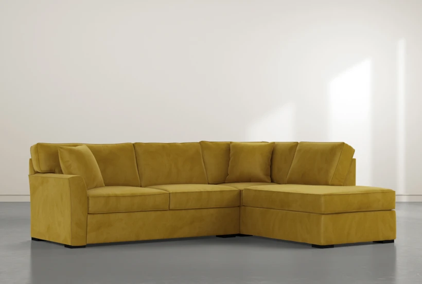 Aspen Yellow 2 Piece Sleeper Sectional with Right Arm Facing Chaise - 360
