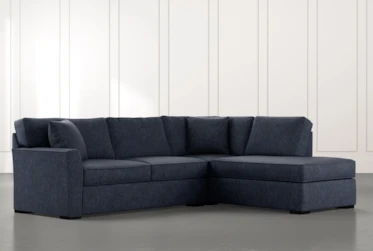 Aspen Navy Blue 2 Piece Sleeper Sectional with Right Arm Facing Chaise