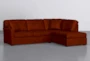 Aspen Orange Velvet 2 Piece Sleeper 108" Sectional With Right Arm Facing Armless Chaise - Side