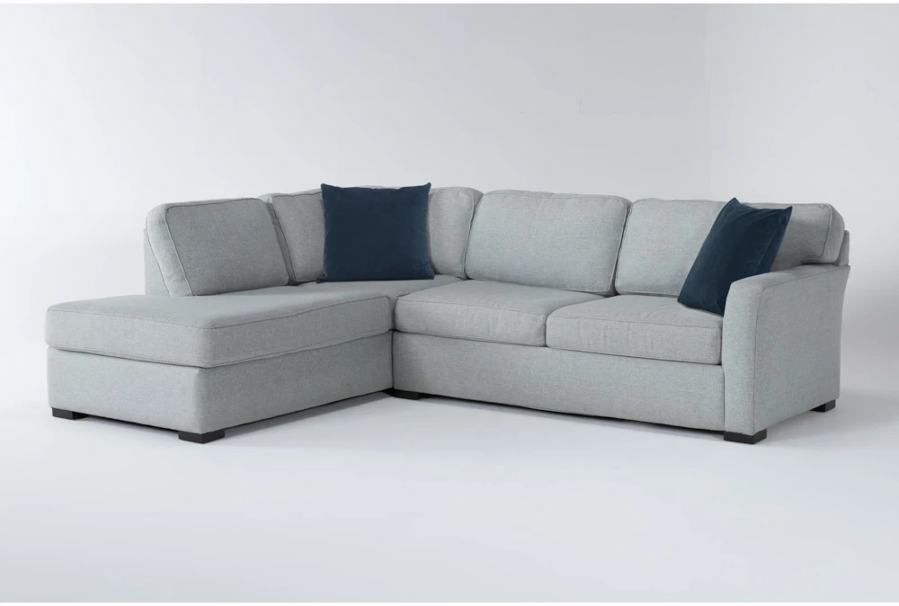 Aspen Tranquil Blue Performance Fabric Foam 108" 2 Piece Modular L-Shaped Sectional With Left Arm Facing Armless Chaise

