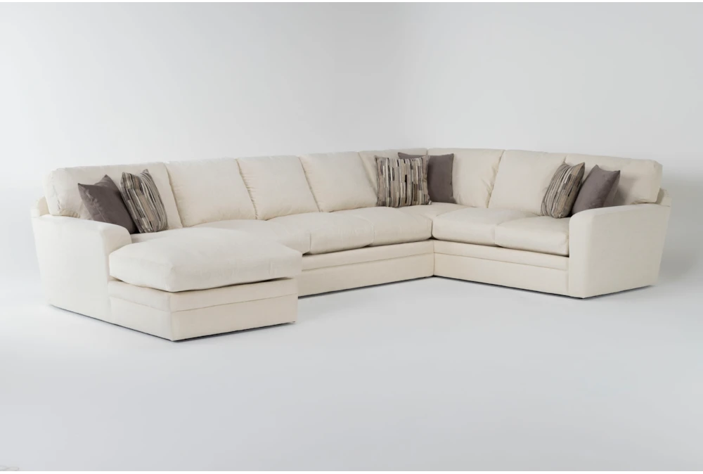 Prestige Down Chenille 3 Piece 159" Sectional With Left Arm Facing Chaise