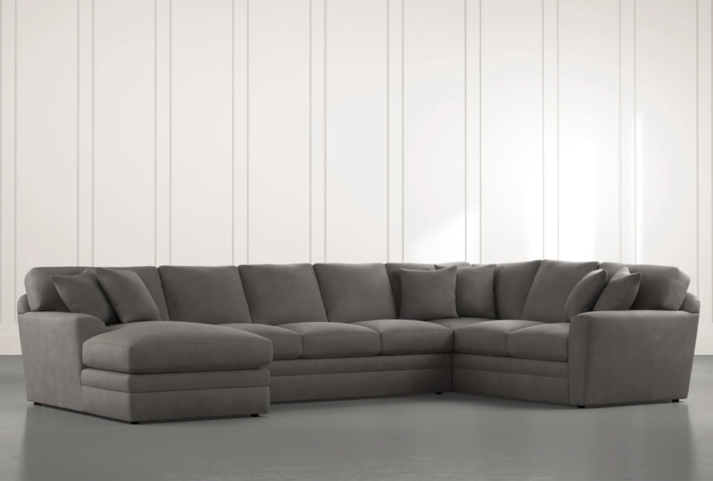 Prestige Down Dark Grey 3 Piece Sectional With Left Arm Facing Chaise