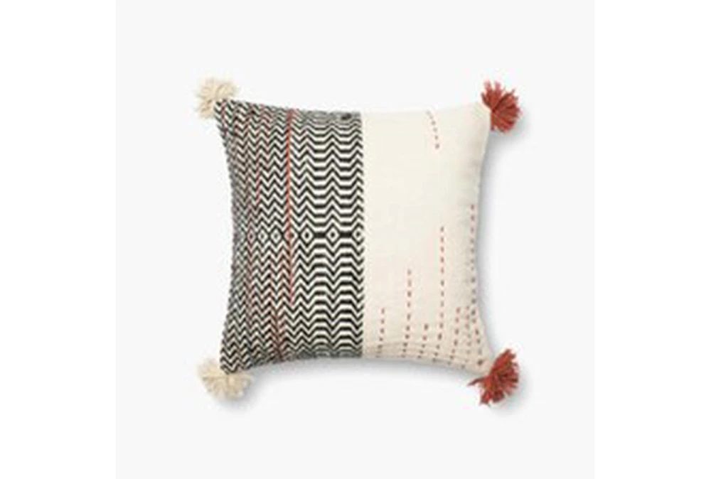 Accent Pillow-Black/Ivory With Rust Tassels 20X20