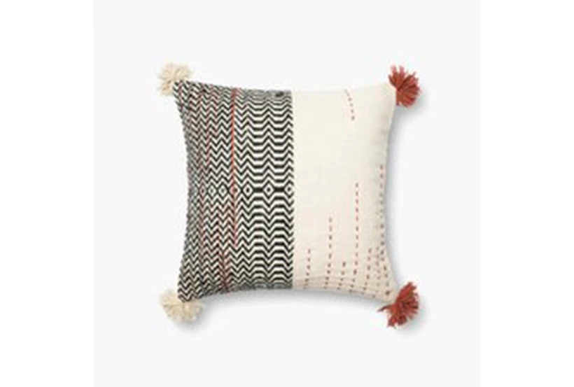 Accent Pillow-Black/Ivory With Rust Tassels 20X20 - 360