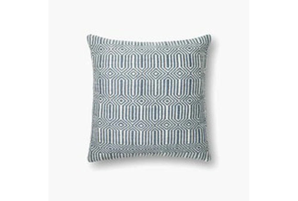Outdoor Accent Pillow-Blue/Ivory Geo 22X22