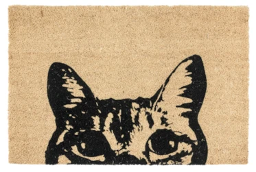 3'x2' Doormat-Curious Cat Black