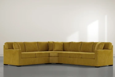 Alder Yellow 3 Piece Sectional with Left Arm Facing Loveseat