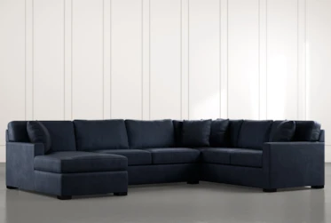 Alder Navy Blue 3 Piece Sectional with Left Arm Facing Chaise