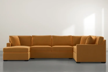 Alder Orange 3 Piece Sectional with Left Arm Facing Chaise