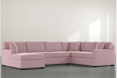 Alder Foam 3 Piece 136" Pink Sectional With Left Arm Facing Chaise