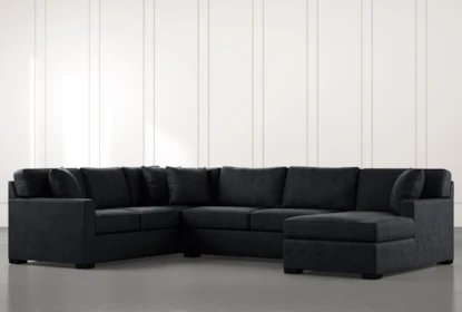 Alder Black 3 Piece Sectional With Right Arm Facing Chaise Living Spaces