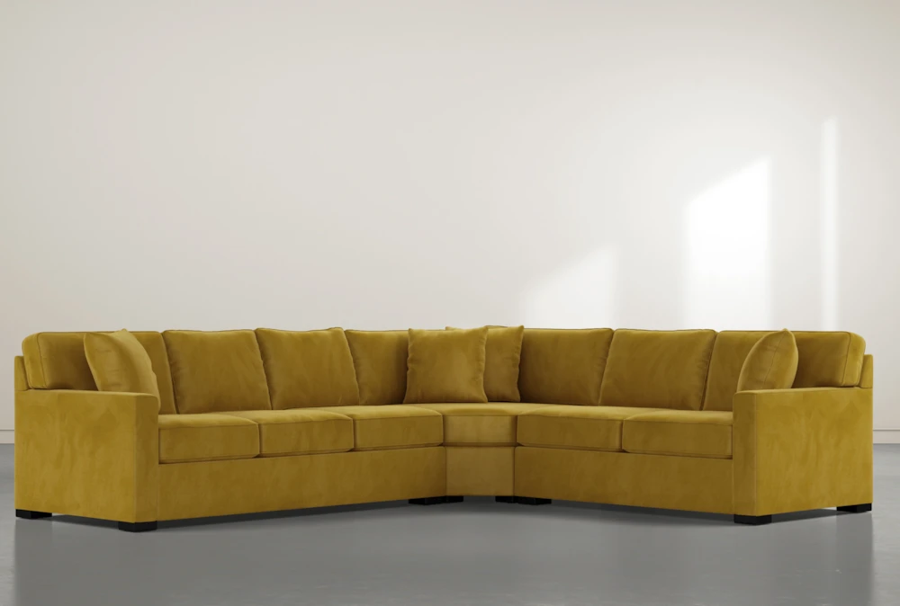 Elm II Yellow 3 Piece 127" Sectional with Left Arm Facing Loveseat