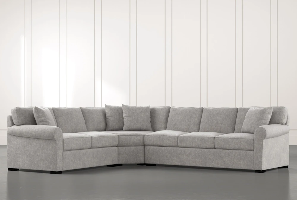 Elm II Light Grey 3 Piece Sectional with Left Arm Facing Loveseat