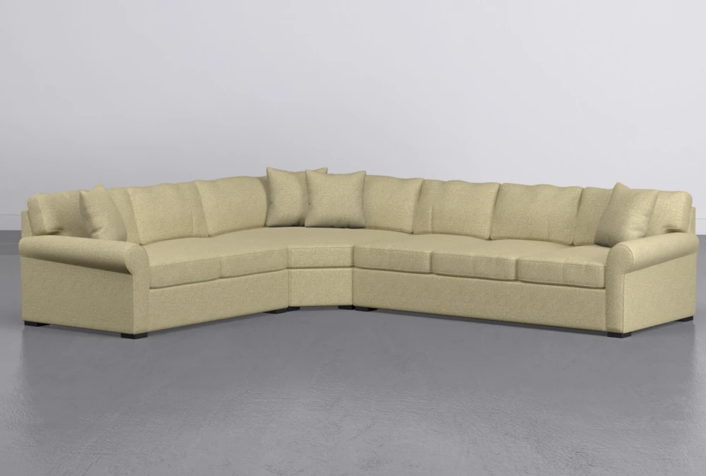 Elm II Foam Mustard 3 Piece 127" Sectional With Right Arm Facing Sofa