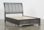 Malloy Grey King Wood & Upholstered Storage Bed - Slats
