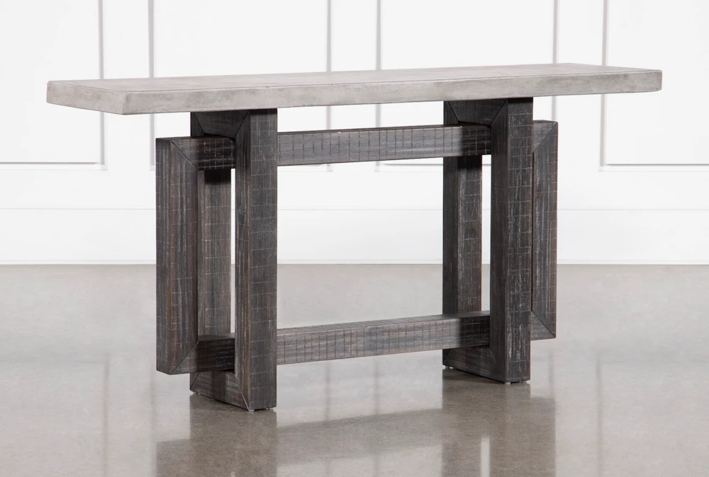 Weston 60" Concrete Top + Wood Base Entryway Console Table    
