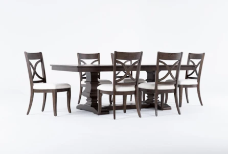 Sorensen Extension Pedestal Dining With Side Chairs Set For 6